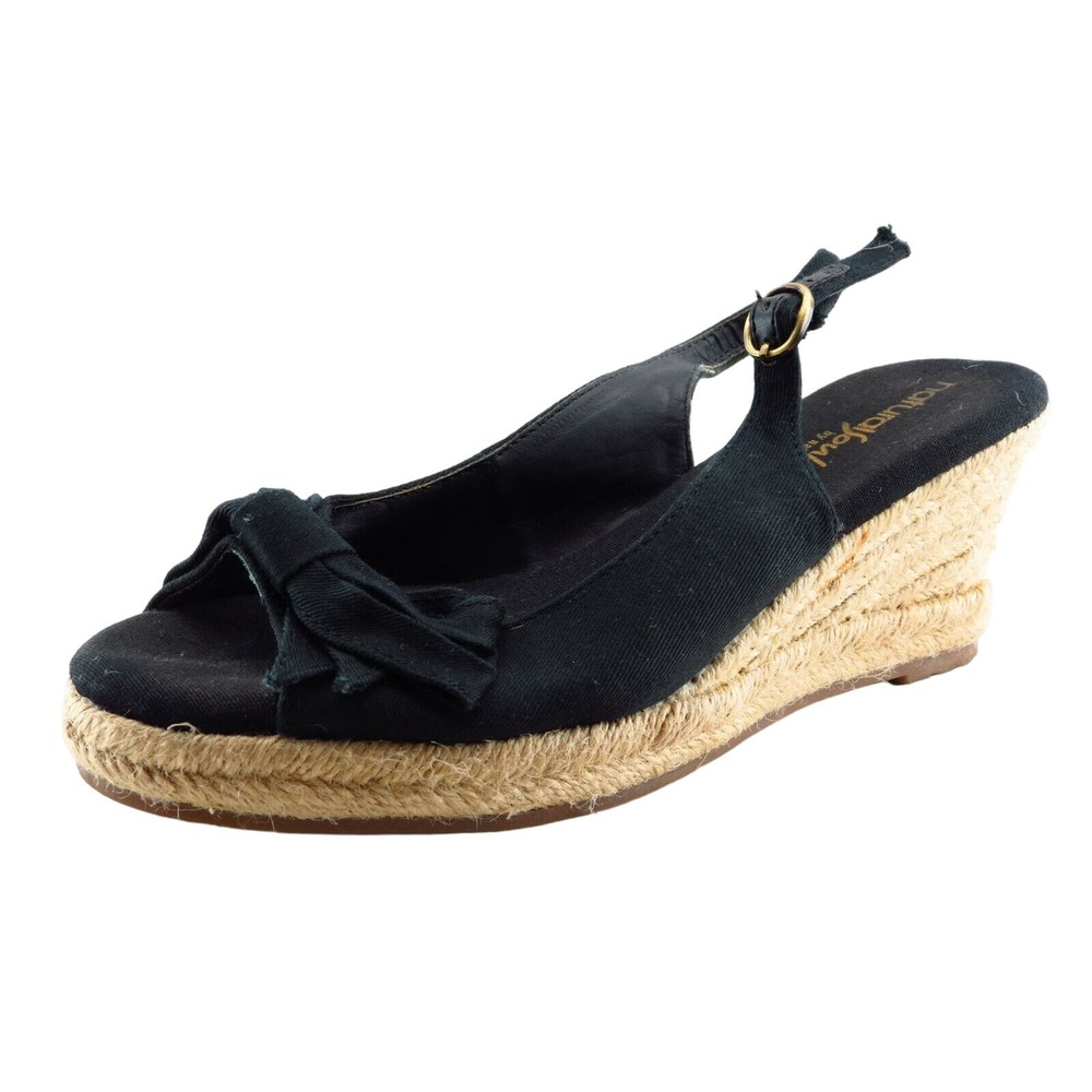Natural Soul‎ Size 6.5 M Black Slingback Fabric Women Sandal Shoes